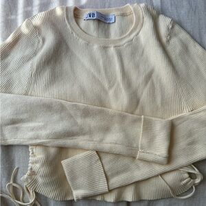 Zara Cream Ribbed Knit Sweater